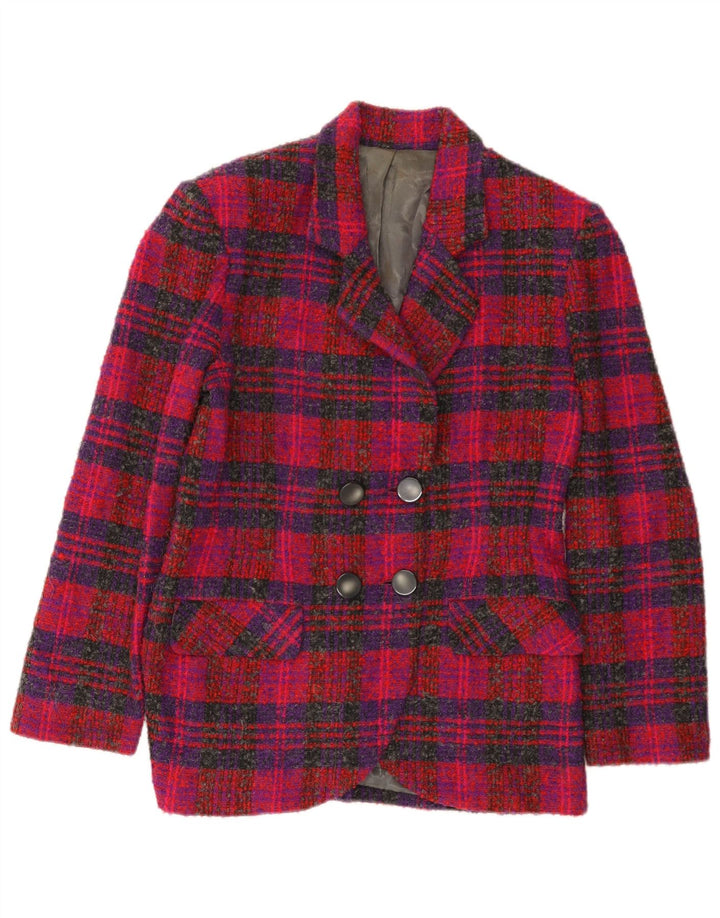 Vintage Dame Dobbeltradet Blazer Jacket UK 12 Medium Pink Check