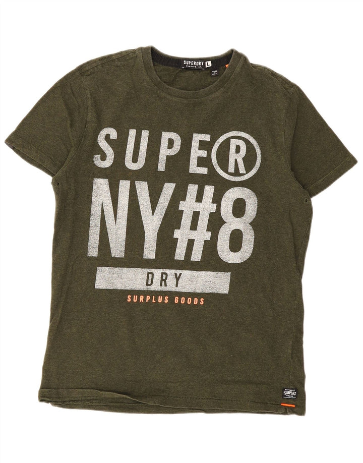 Superdry Grafisk T-shirt top til mænd, stor Khaki Bomuld