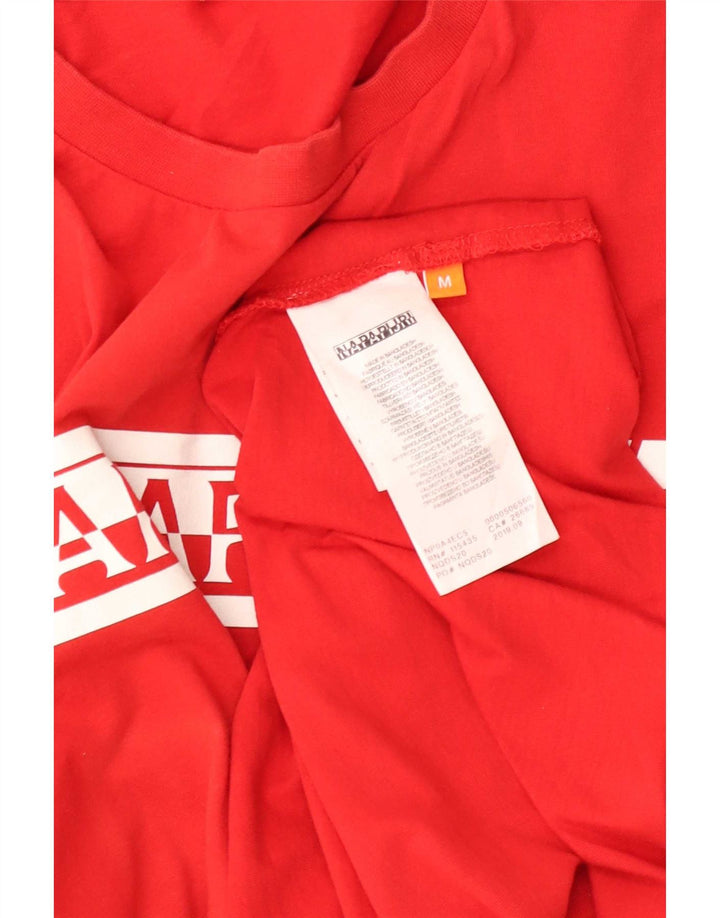 Napapijri Herre grafisk T-shirt Top Medium Rød Bomuld