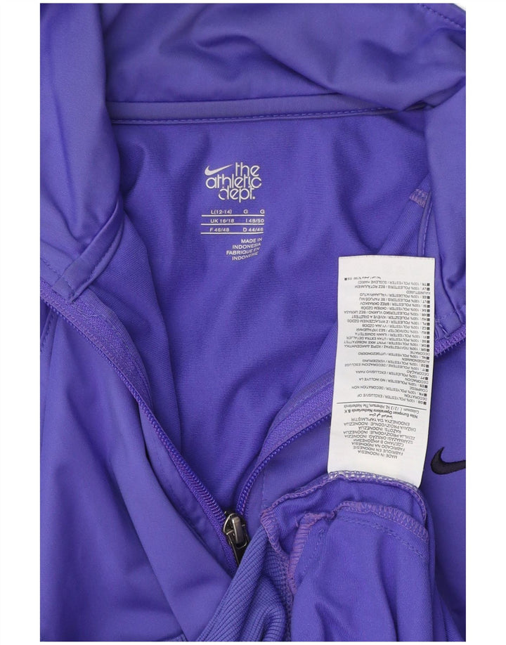 NIKE Womens Tracksuit Top Jacket UK 16/18 Large Purple Polyester