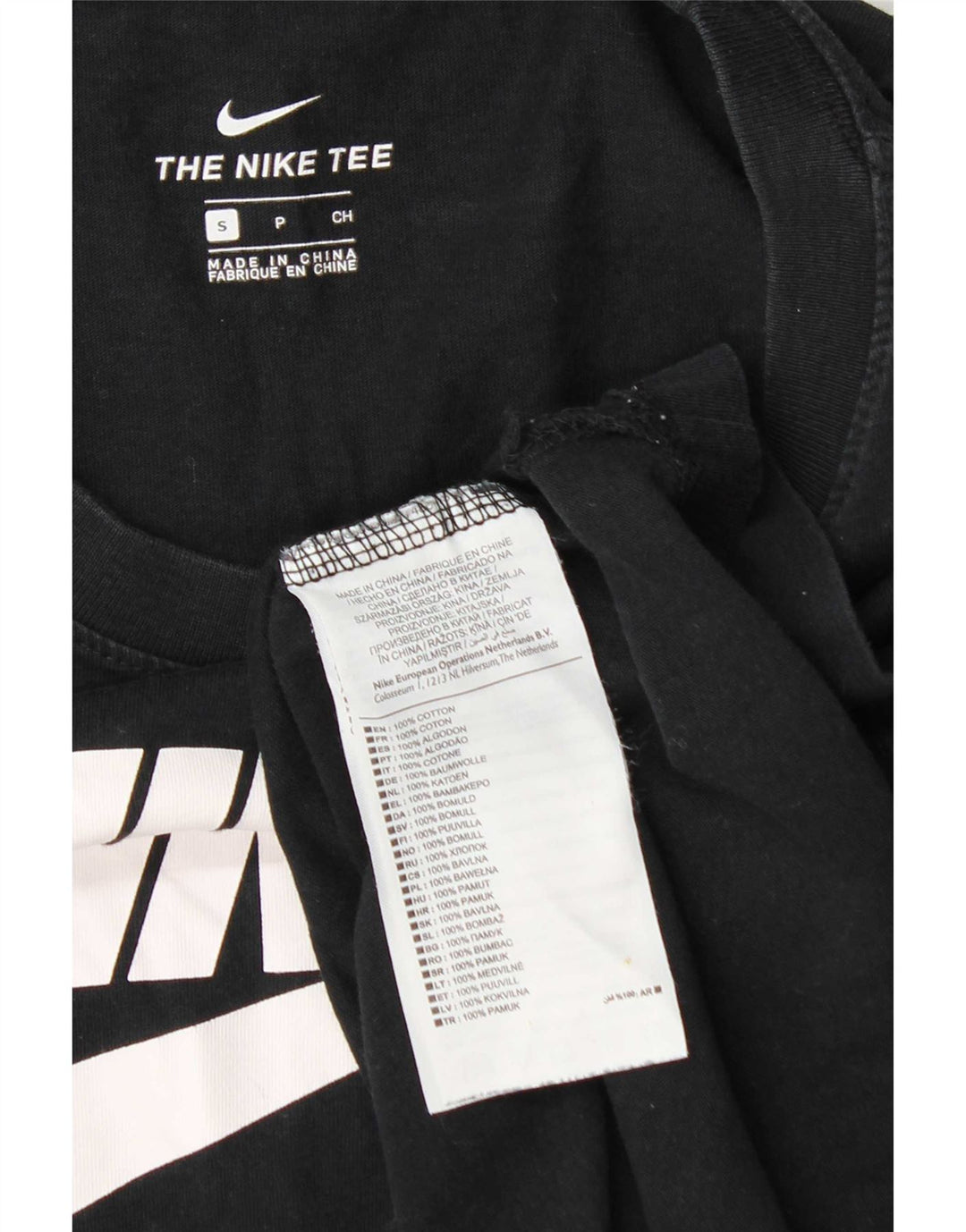 Nike Dame Grafisk Top Langærmet UK 10 Small Black Bomuld