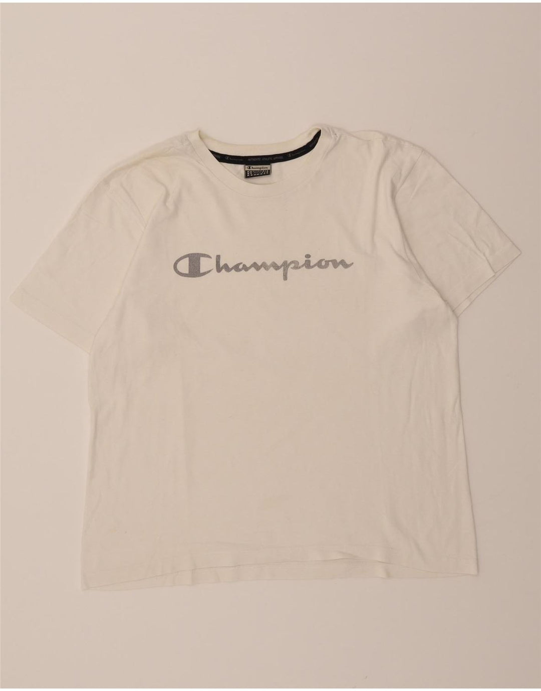 CHAMPION Womens Graphic T-Shirt Top UK 14 Medium White Cotton Vintage Champion and Second-Hand Champion from Messina Hembry 