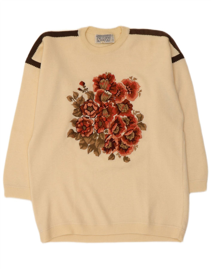 PANCALDI & B Dame sweater med rund hals DK 16 Stor Off White Floral