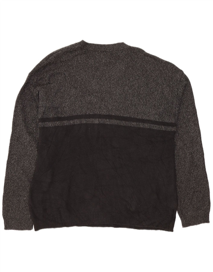 EDDIE BAUER Herre V-hals sweater Stor Grå Colourblock Bomuld