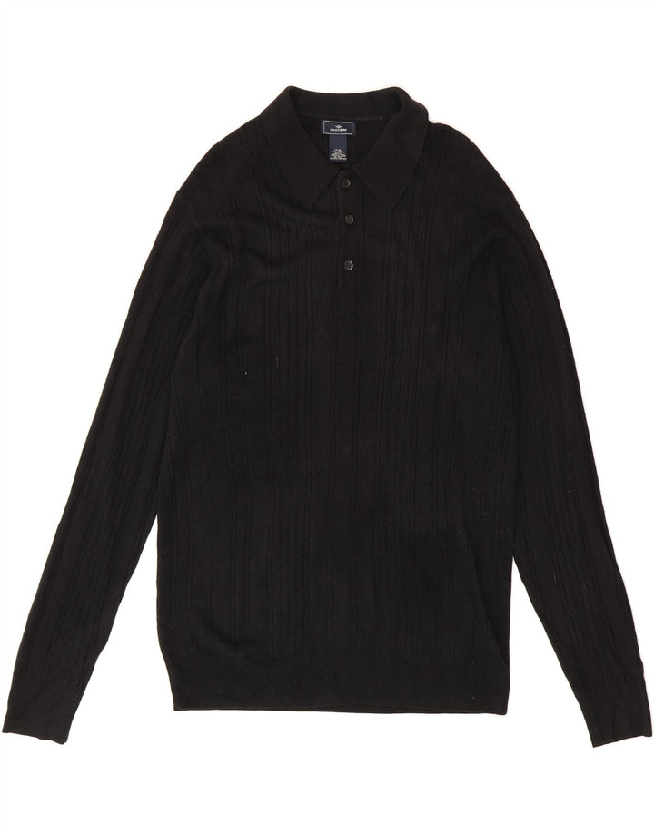 DOCKERS Mens Polo Neck Jumper Sweater Large Black Acrylic Vintage Dockers and Second-Hand Dockers from Messina Hembry 