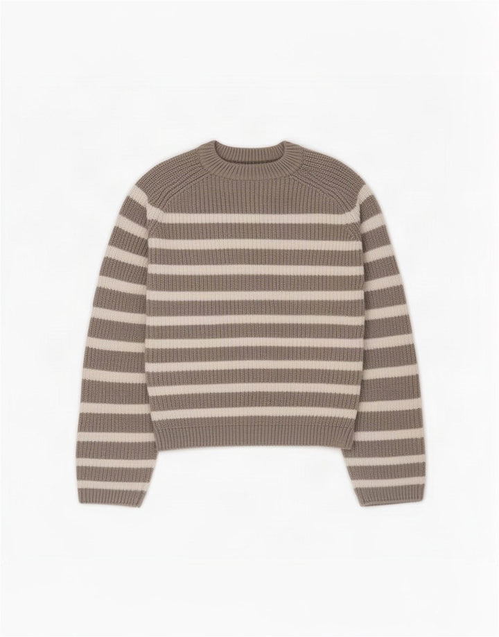 Marks & Spencer Dame sweater med rund hals DK 14 Mellem grå stribet