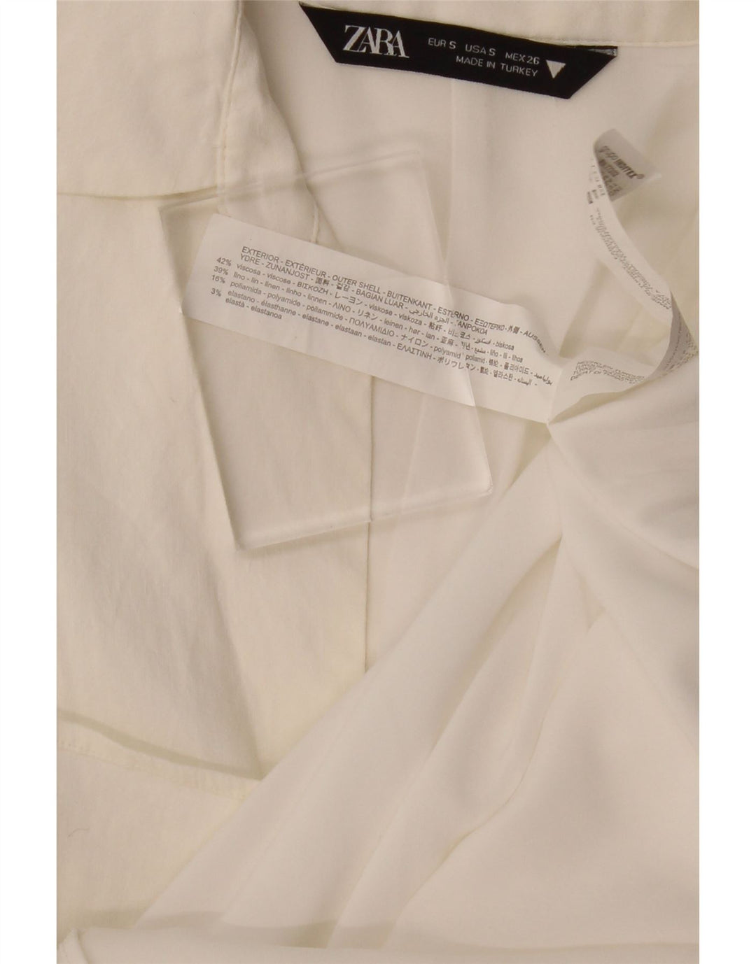 ZARA Kvinder Kortærmet Skede Kjole UK 10 Small Off White Viscose