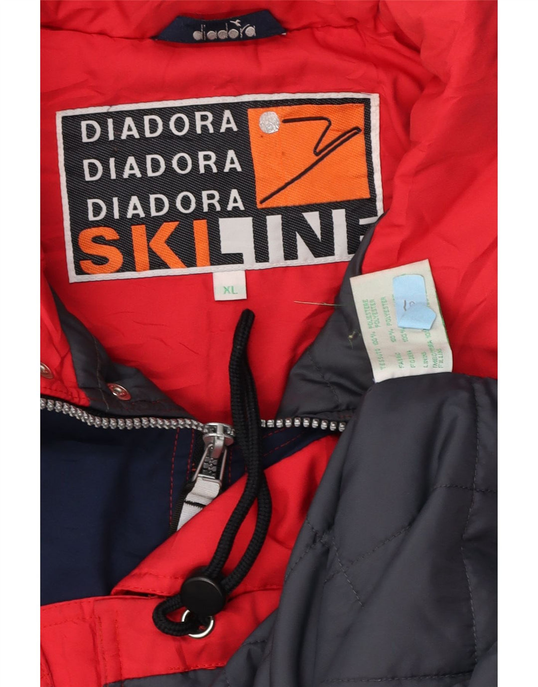 DIADORA Herre grafisk hætte skijakke UK 42 XL Rød Colourblock Polyester