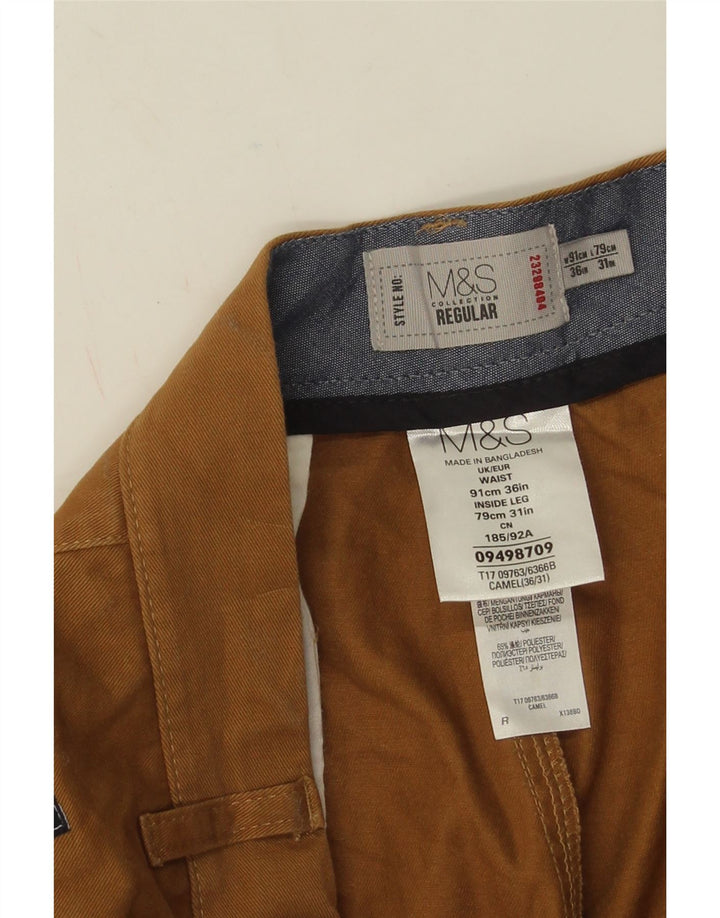 Marks & Spencer Herre Regular Fit Chinobukser W36 L31 Brun bomuld