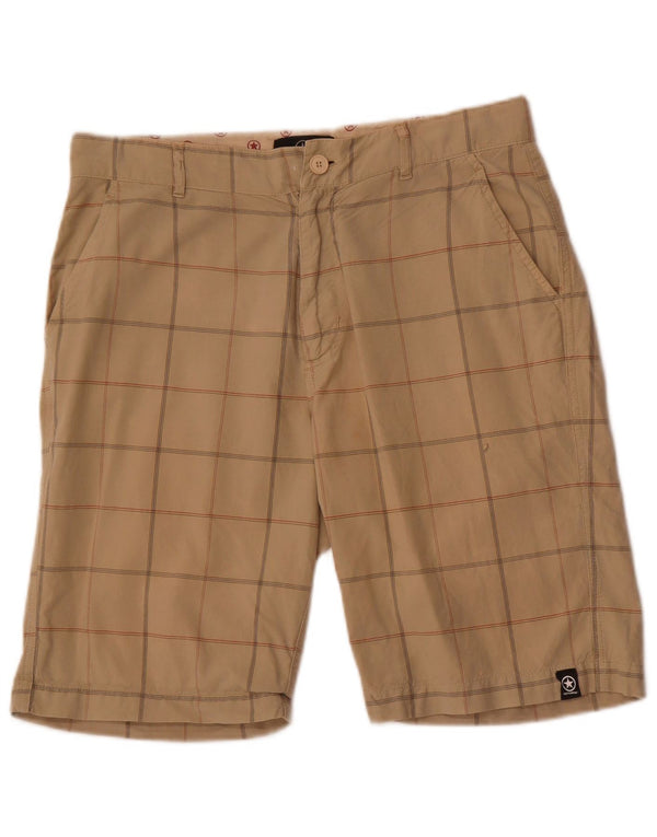 Converse Chino Shorts til mænd Medium W32 Beige ternet bomuld