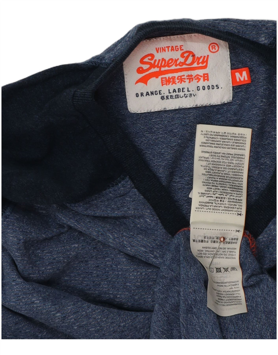 Superdry Herre Top Langærmet Medium Blue Colourblock Bomuld