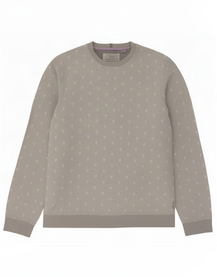 Ted Baker Herre Sweatshirt Jumper Størrelse 3 Medium Grå Plettet