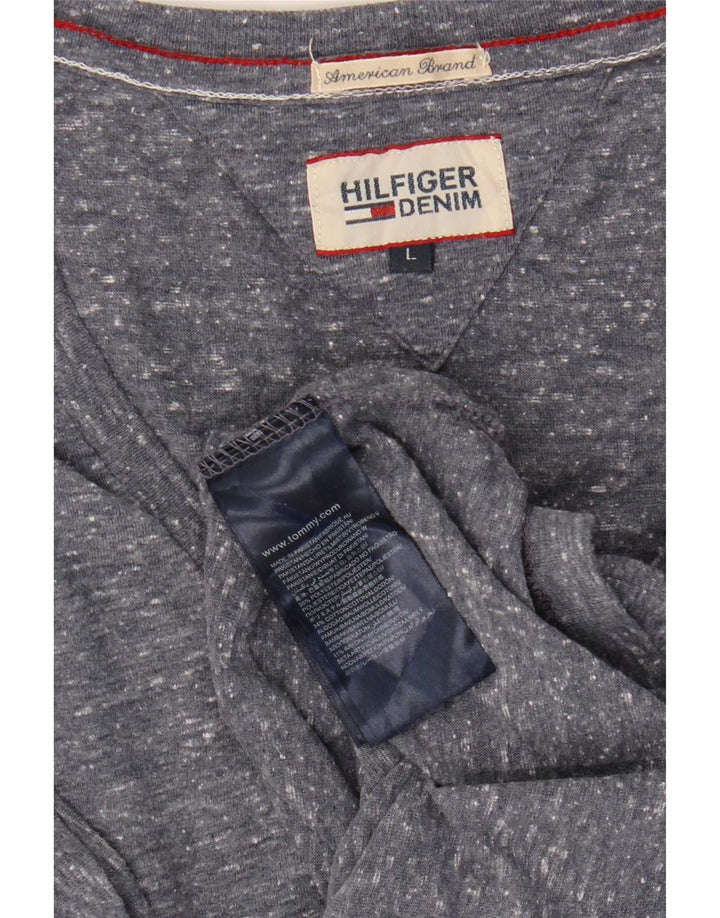 Tommy Hilfiger Dame T-Shirt Top UK 16 Large Grå Flecked Polyester