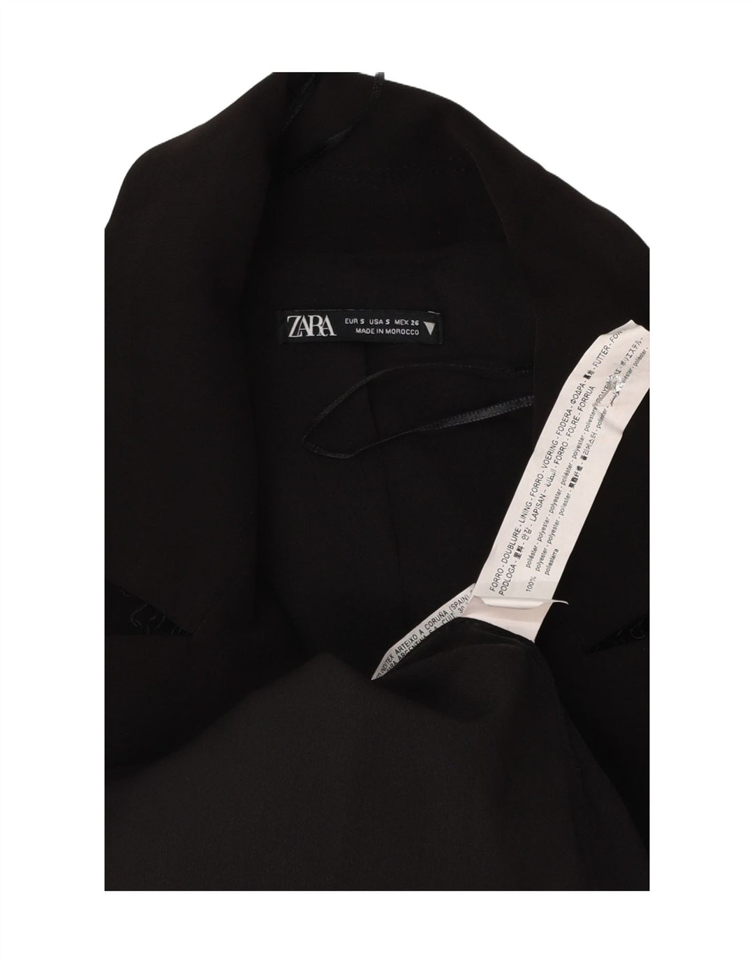 Zara Dame Overfrakke UK 10 Lille Sort Polyester