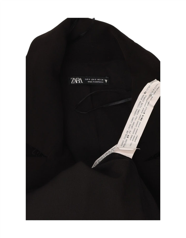 Zara Dame Overfrakke UK 10 Lille Sort Polyester