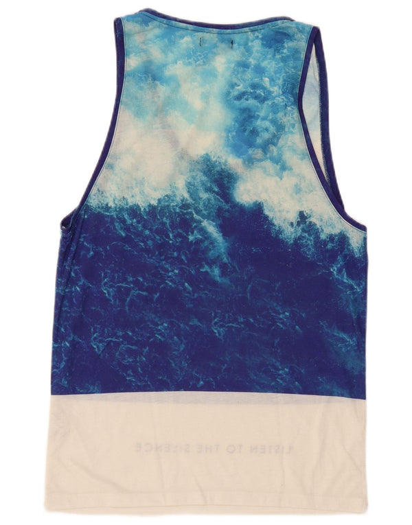 Zara Herre Grafisk Vest Top Medium Blue Colourblock