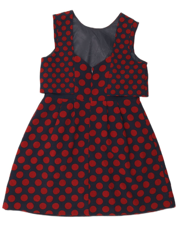 Oasis Dame Ærmeløs Skede Kjole UK 16 Large Navy Blue Polka Dot