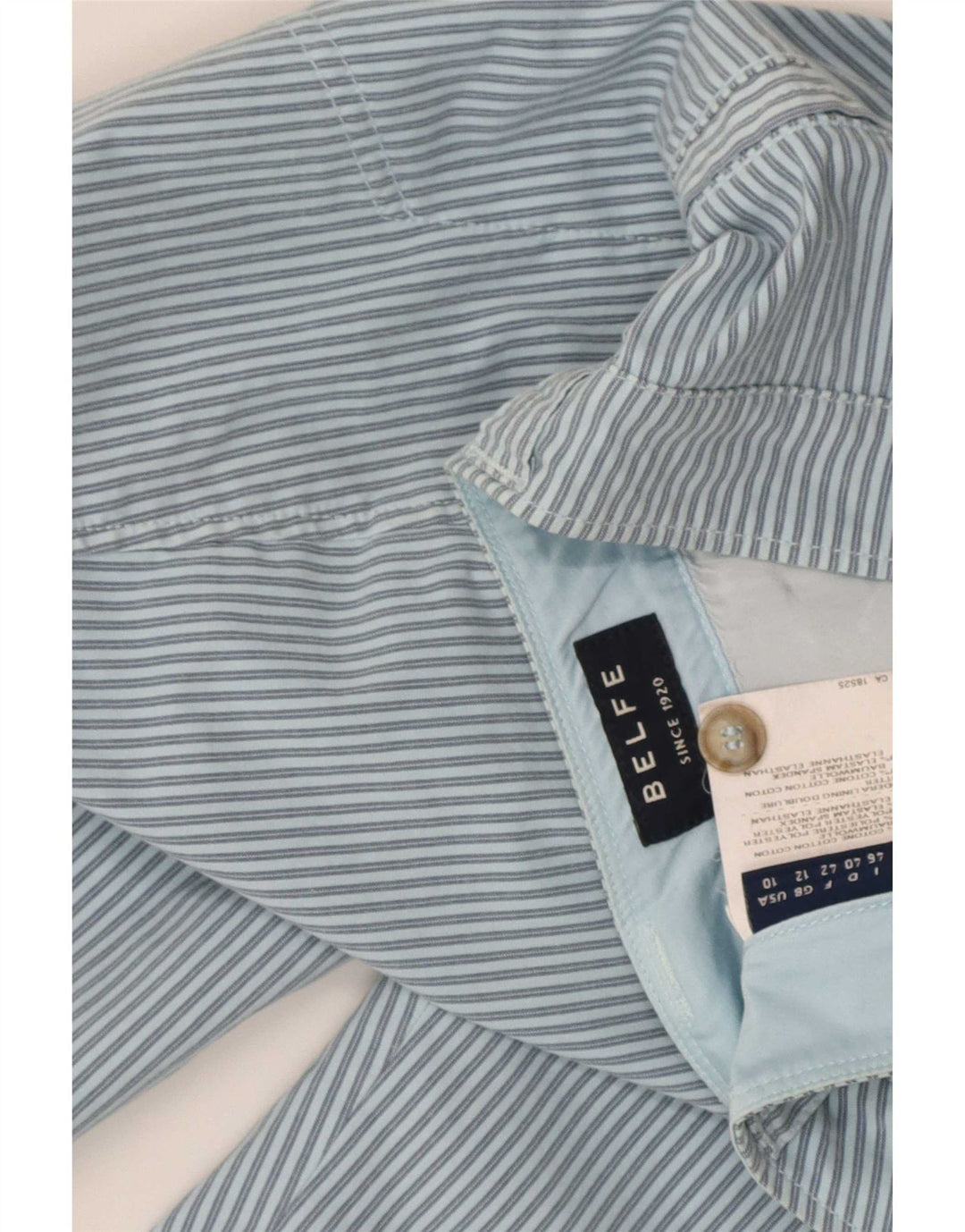 Belfe & Herre Chino Shorts UK 12 Medium W34 Blå Stribet Bomuld
