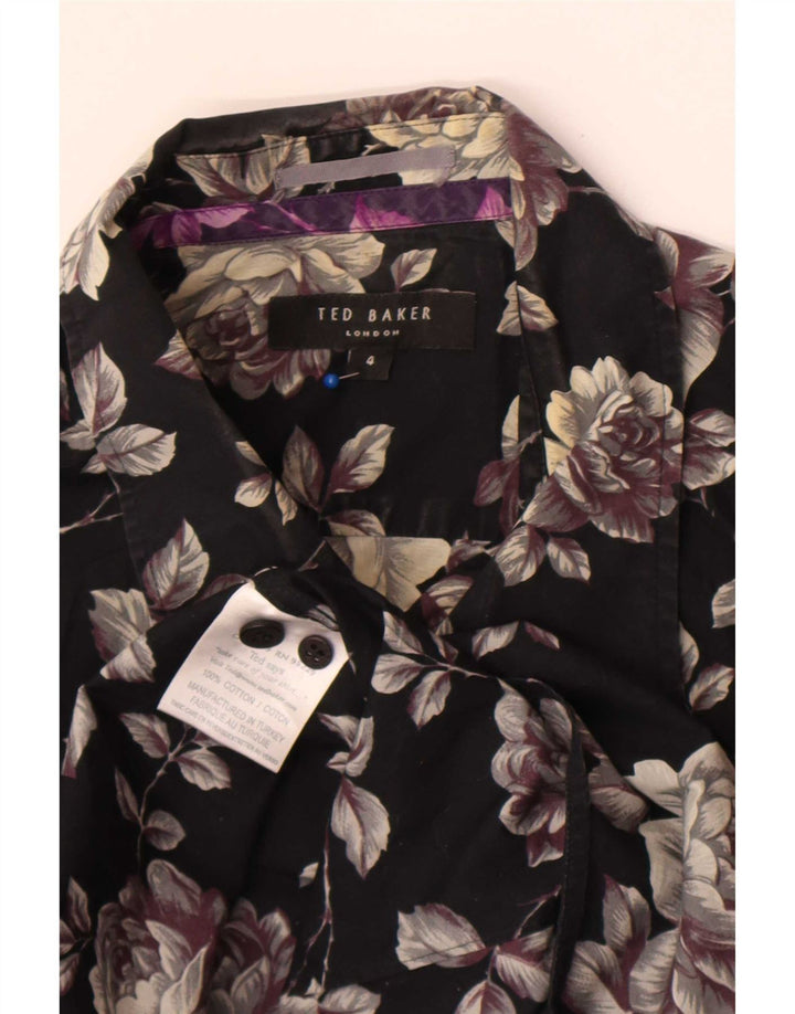 Ted Baker herreskjorte str. 4 Large Black Floral Cotton