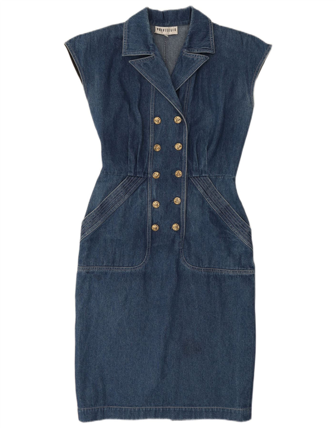 Privilegio Dame Denim Kjole UK 14 Medium Blue
