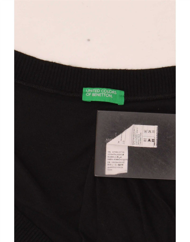 Benetton Damevest Top UK 16 Stor Sort Bomuld