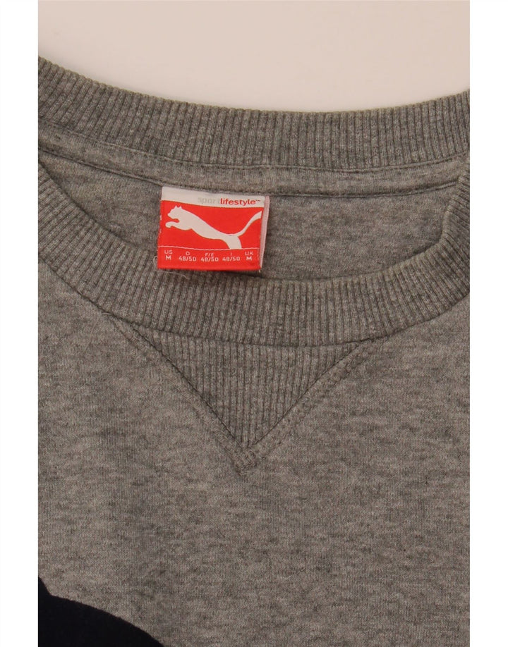 Puma Herre Grafisk Sweatshirt Jumper Medium Grå Flecked
