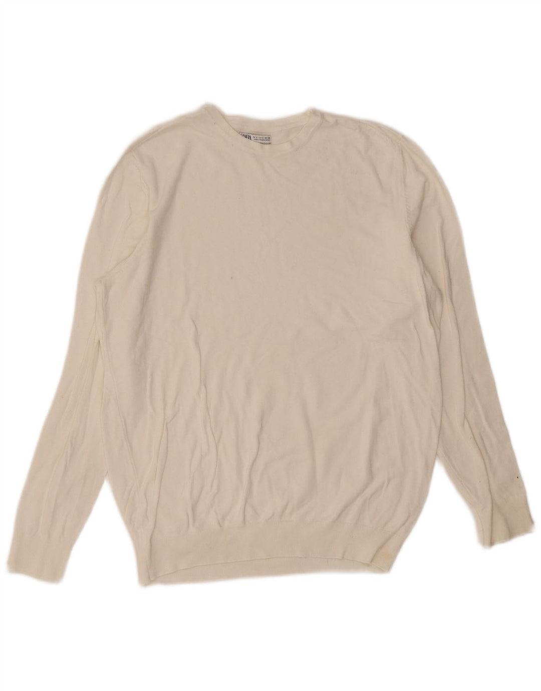 Zara Herre sweater med rund hals, lille hvid