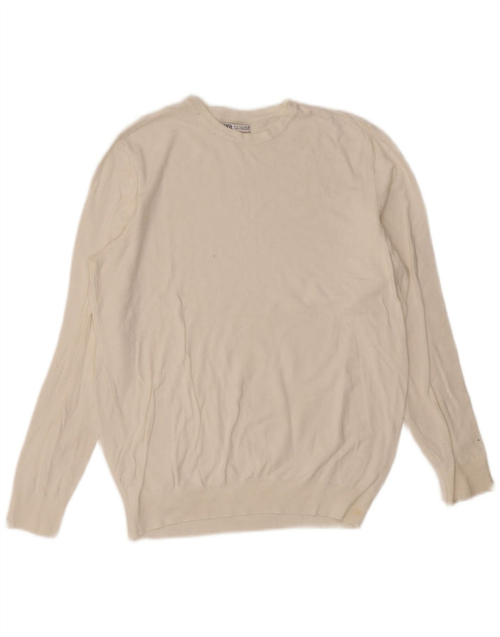 Zara Herre sweater med rund hals, lille hvid