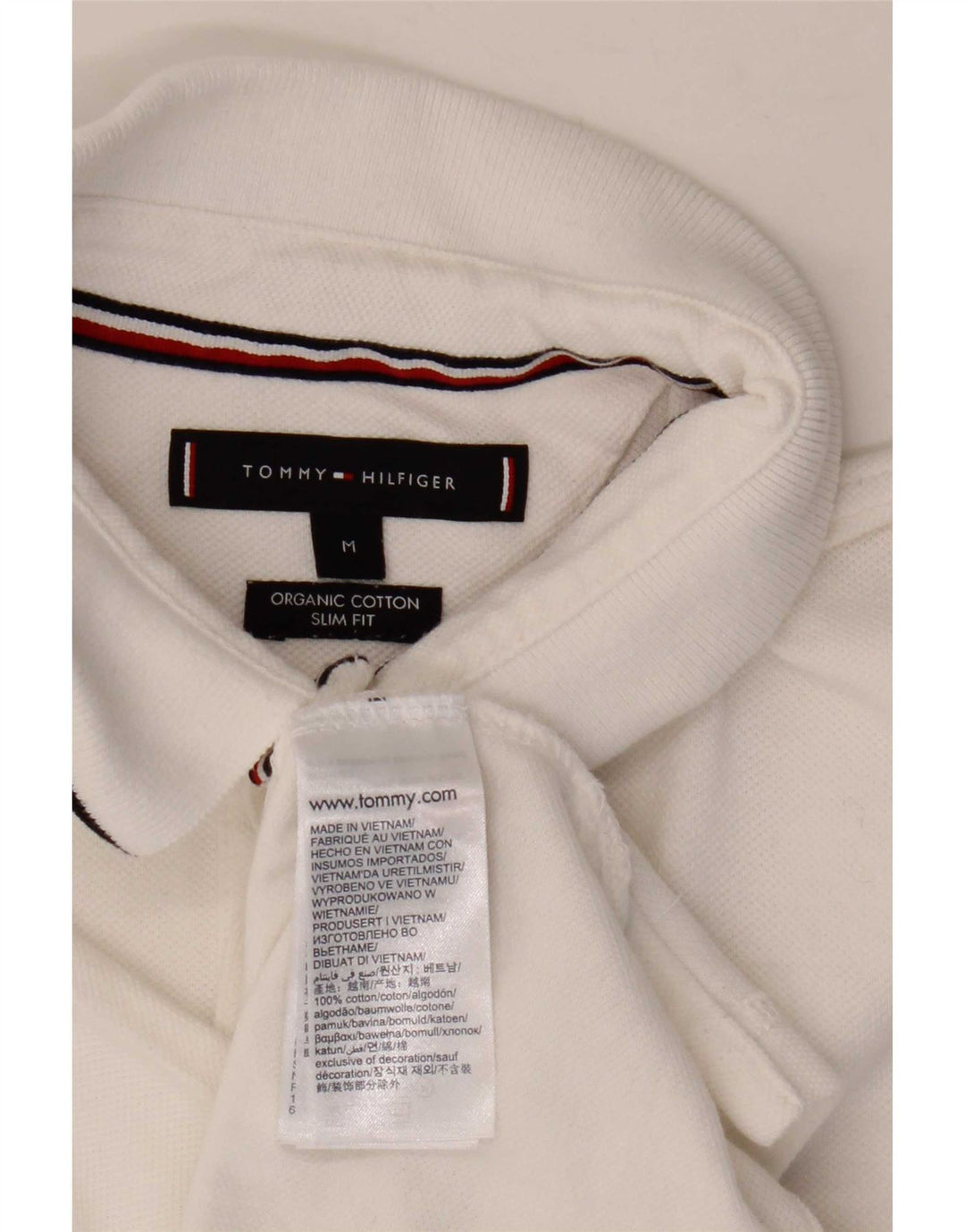 Tommy Hilfiger Herre Slim Fit Polo Shirt Medium White Bomuld