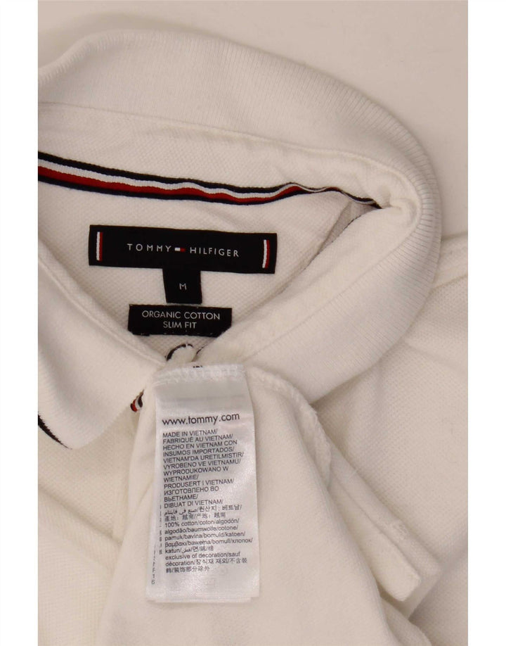 Tommy Hilfiger Herre Slim Fit Polo Shirt Medium White Bomuld