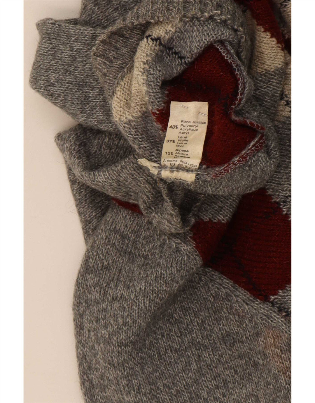 Rodes Herre Crew Neck Jumper Sweater IT 48 Medium Grey Argyle/Diamond