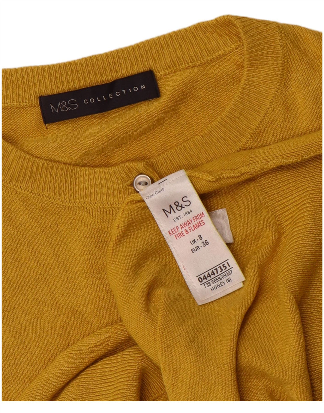 Marks & Spencer Dame Cardigan Sweater UK 8 Small Yellow Viscose