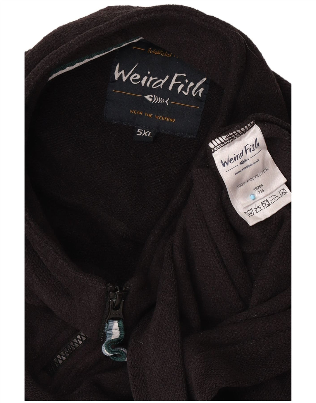 Weird Fish Herre Zip Neck Sweatshirt Jumper 5XL Sort Polyester