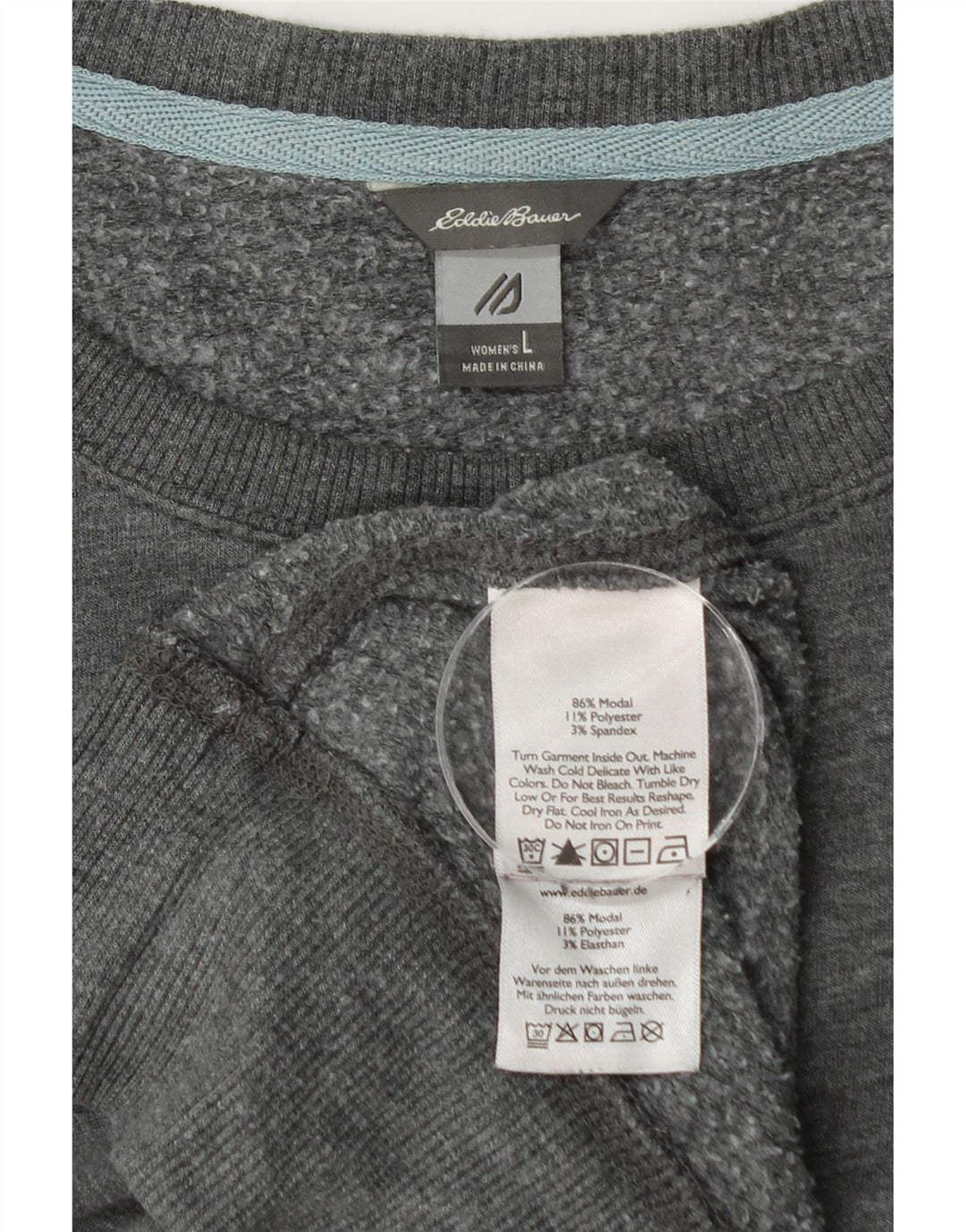 Eddie Bauer Dame Sweatshirt Jumper UK 16 Stor Grå Modal