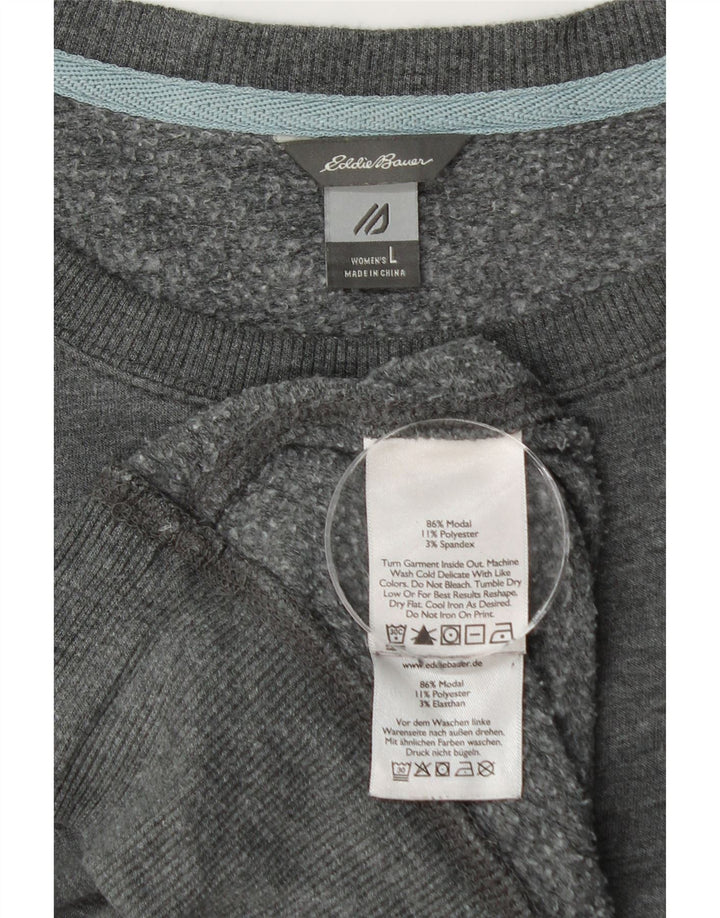 Eddie Bauer Dame Sweatshirt Jumper UK 16 Stor Grå Modal