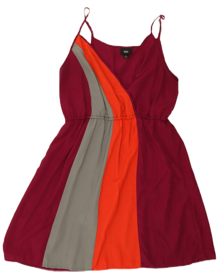 MOSSIMO Womens Slip Dress UK 14 Large Burgundy Colourblock Polyester