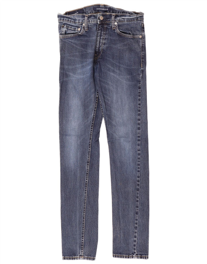 CALVIN KLEIN Herre Slim Jeans W30 L32 Blå Bomuld