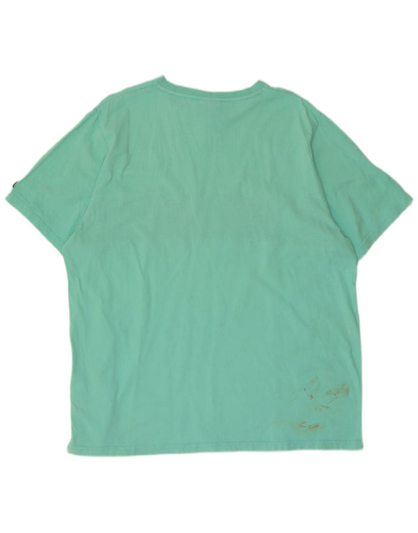 Ellesse Herre Grafisk T-Shirt Top 2XL Turkis Colourblock Bomuld
