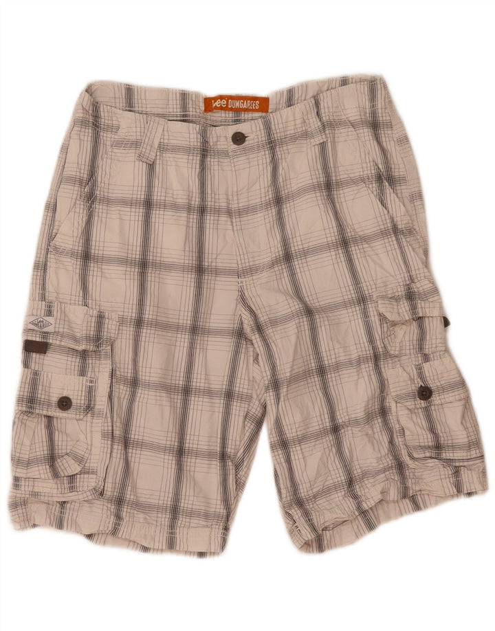Lee Herre Cargo Shorts W32 Medium White Plaid Bomuld