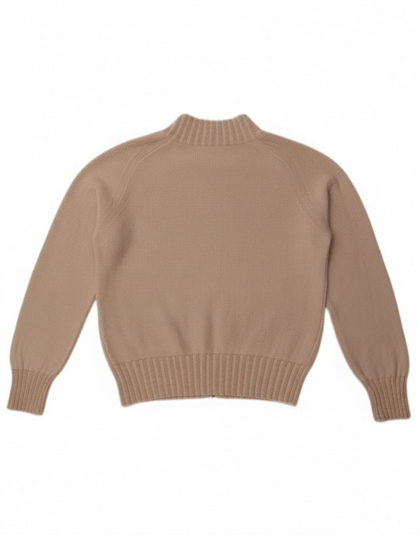 Trussardi Jeans Dame Cardigan Sweater UK 16 Stor Beige Bomuld