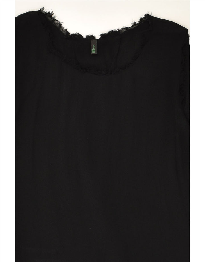 BENETTON Womens Sleeveless Blouse Top UK 10 Small Black Viscose | Vintage Benetton | Thrift | Second-Hand Benetton | Used Clothing | Messina Hembry 