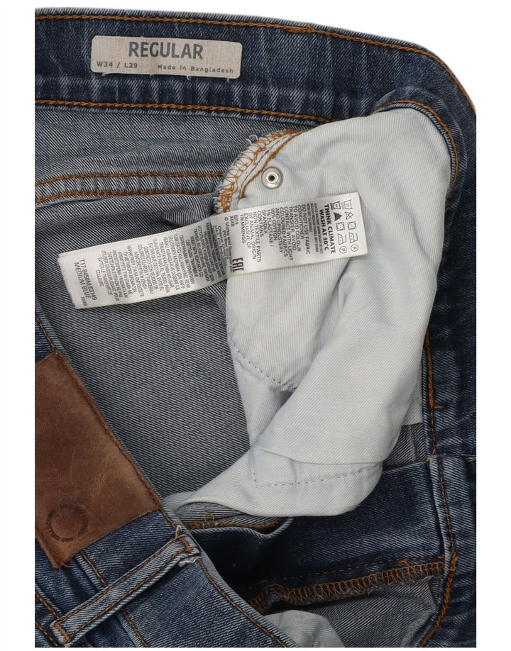 Zara Herre Regular Straight Jeans W34 L29 Blå Bomuld