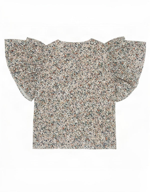 Zara Dame Batwing Bluse Top UK 14 Medium Multicolored Floral Bomuld