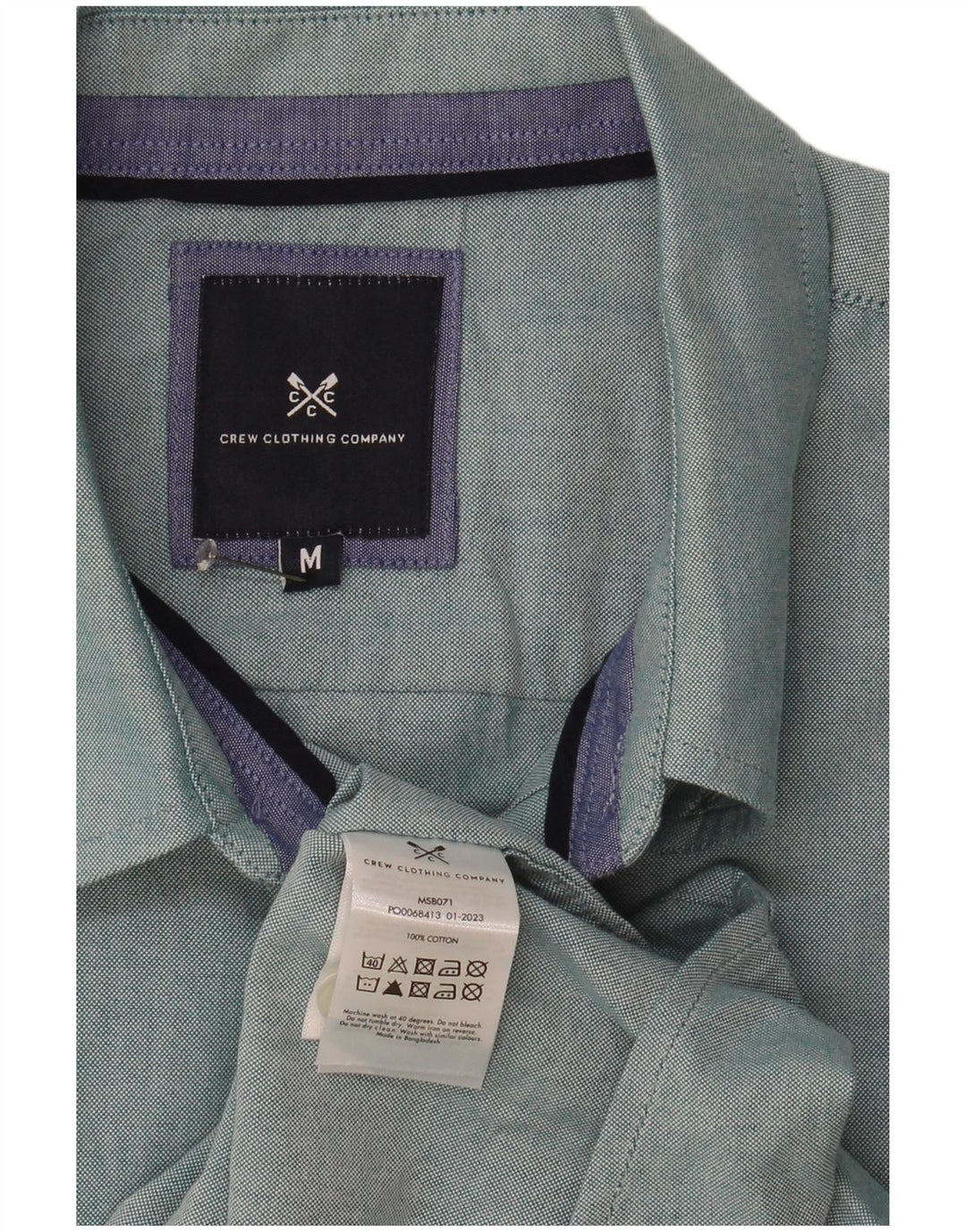 Crew Clothing Herre kortærmet skjorte Medium Blue Cotton