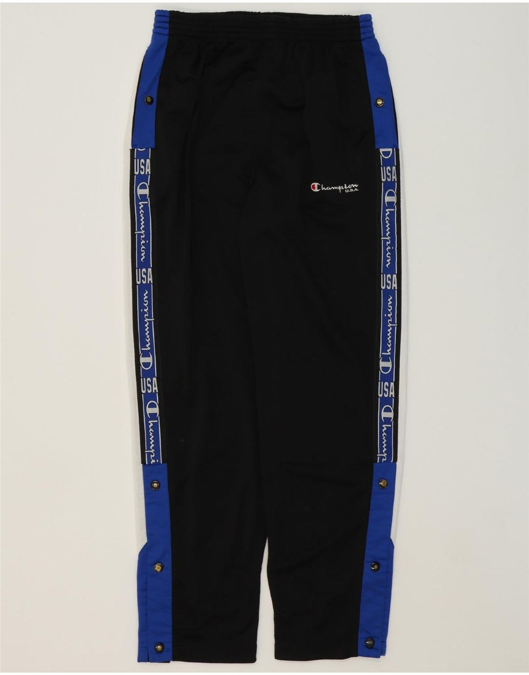 CHAMPION Mens Graphic Tracksuit Trousers Medium  Black Colourblock Vintage Champion and Second-Hand Champion from Messina Hembry 
