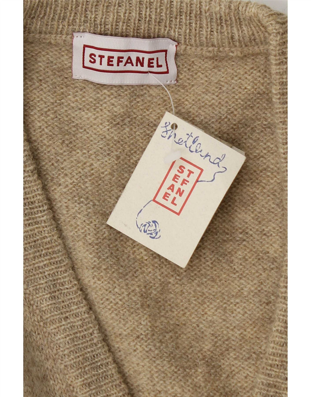 Stefanel Dame ærmeløs cardigan sweater UK 14 Medium Beige