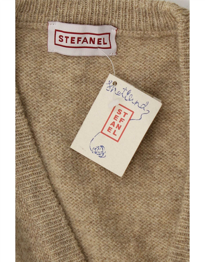 Stefanel Dame ærmeløs cardigan sweater UK 14 Medium Beige