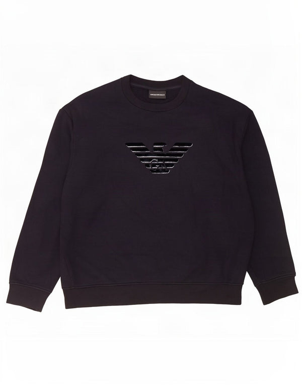 Emporio Armani Dame Grafisk Sweatshirt Jumper UK 20 2XL Sort Modal