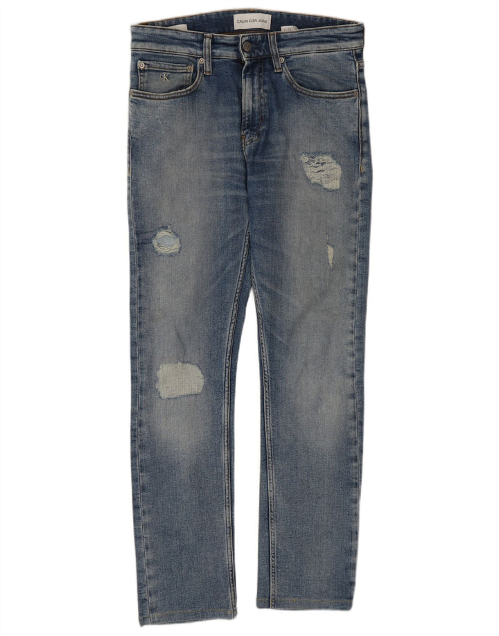 Calvin Klein Herre Distressed Slim Jeans W29 L28 Blå Bomuld