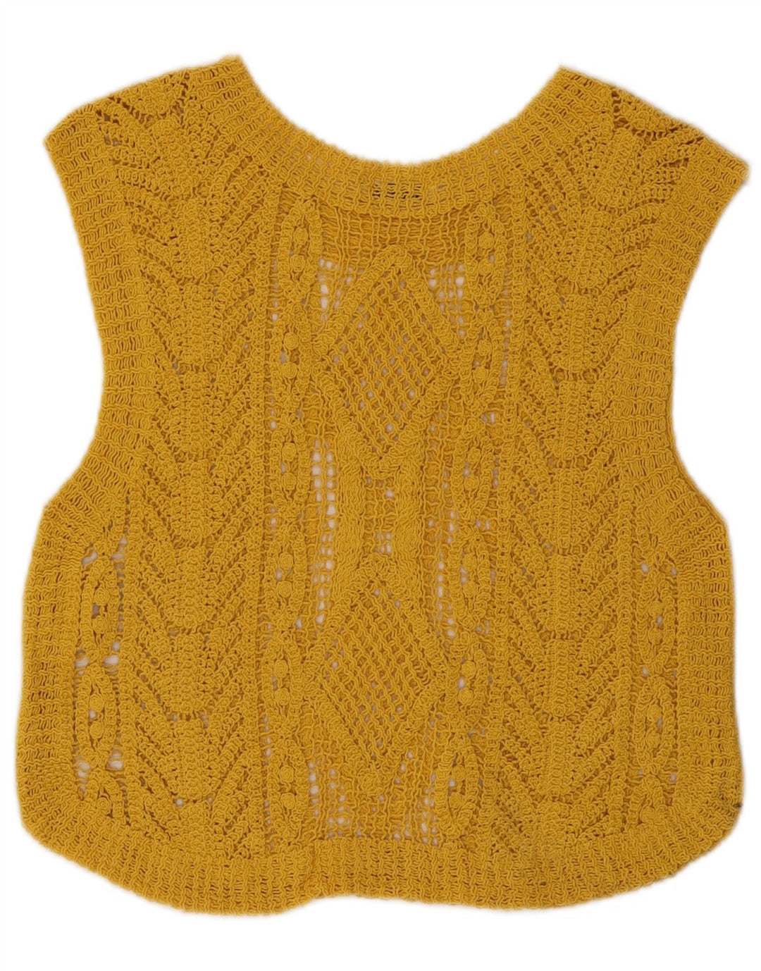 Zara Womens Crop Hæklet Vest Top UK 12 Medium Yellow